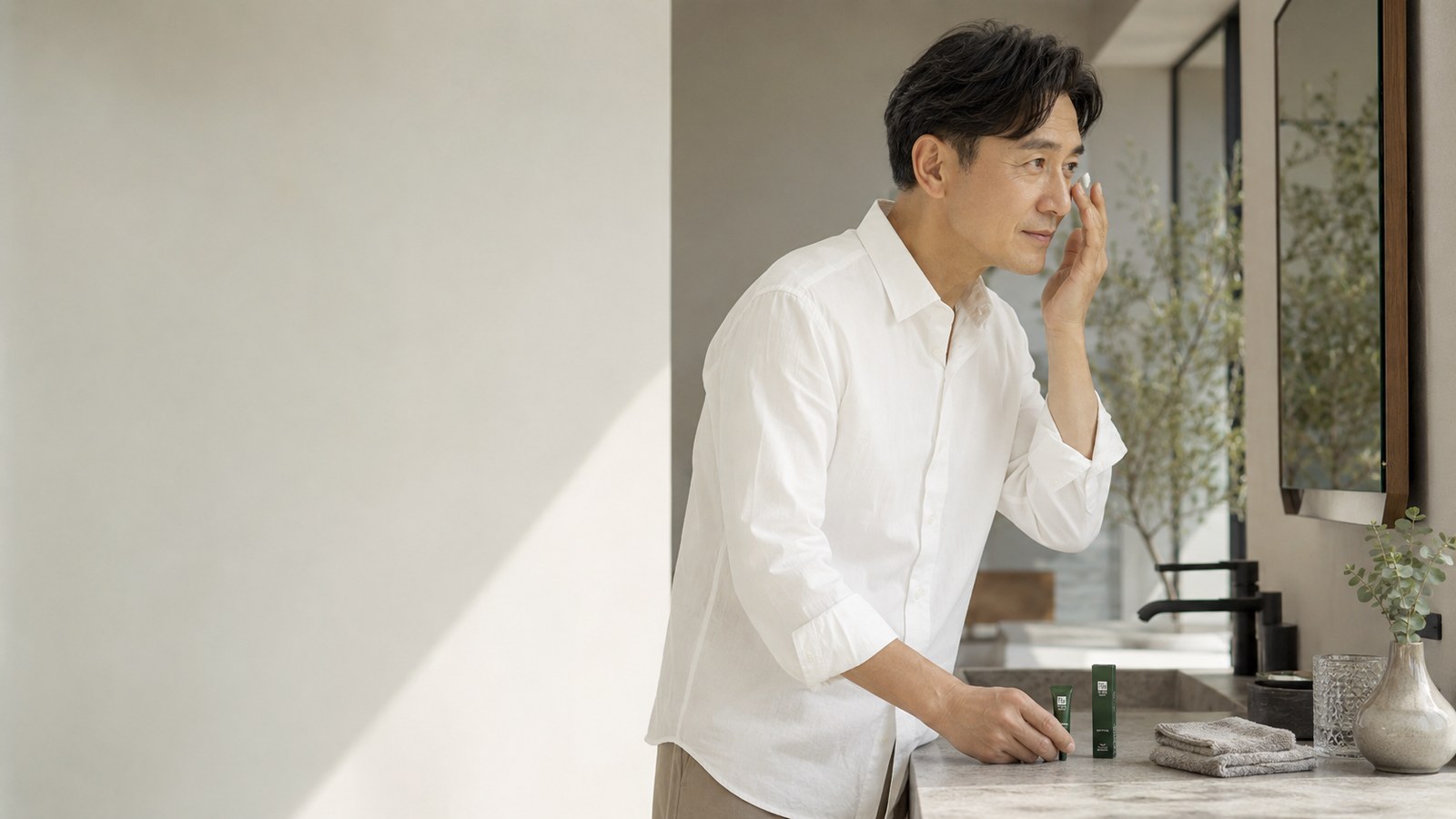 男性向けアイクリームの使い方をイメージしたビジュアル
