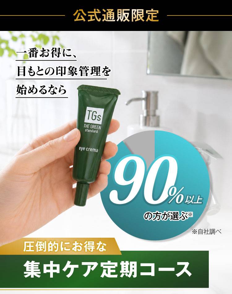 公式通販限定　一番お得に、目もとの印象管理を始めるなら　90％以上の方が選ぶ※※自社調べ　圧倒的にお得な集中ケア定期コース